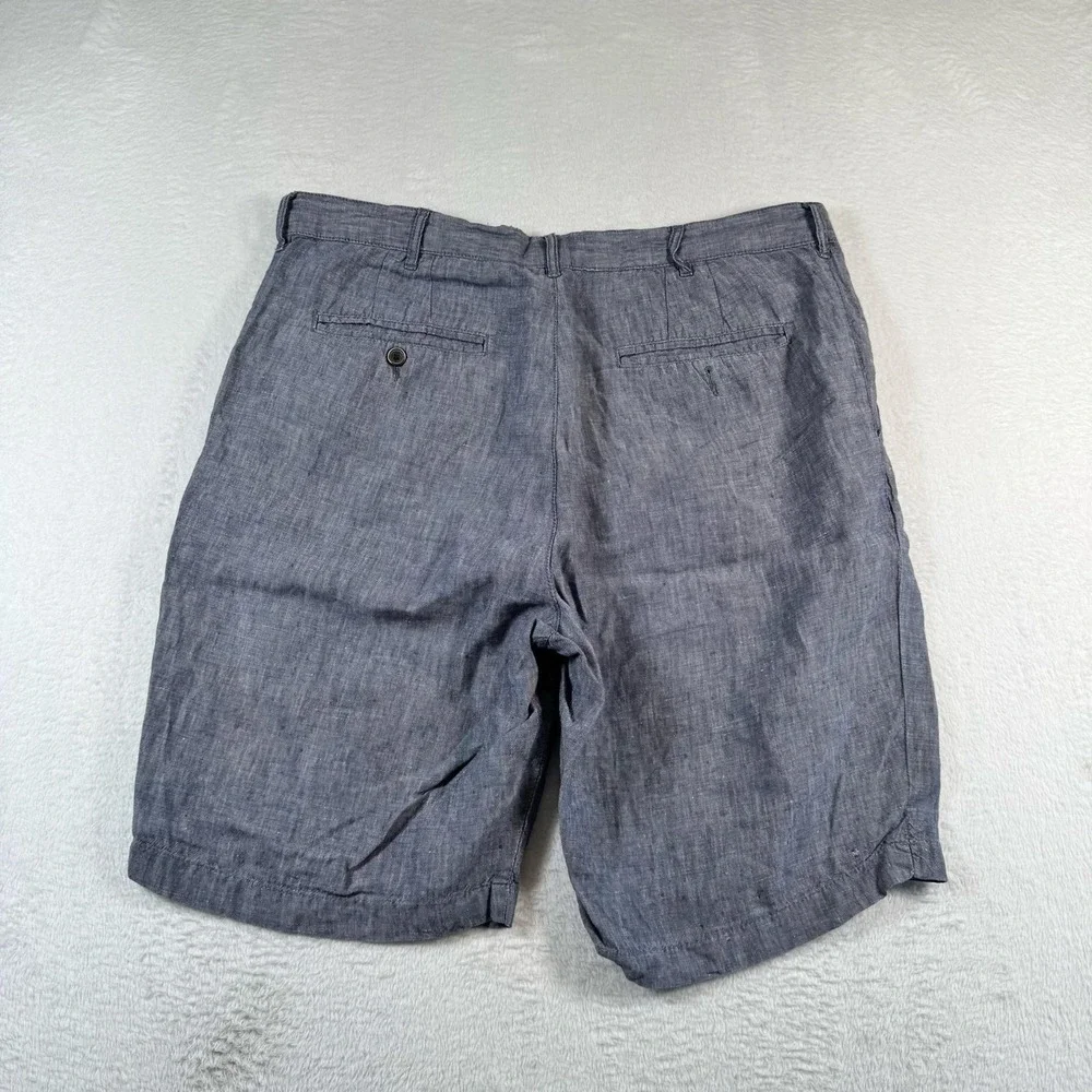Jos. A. Bank Reserve Shorts Mens 35 Blue 11 In Inseam Linen Chino Casual Summer